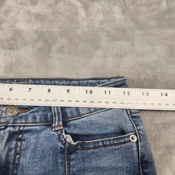 No Boundaries Jeans Womens 0 Juniors Blue Low Rise Flare Leg Cargo Stretch Denim - Picture 8 of 12